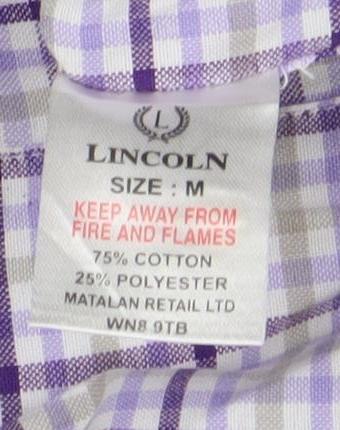 Lincoln Men's Purple Check Short Sleeve Button-Down Shirt M