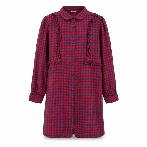 Next Girls Red Check Ruffle Shirt Dress 11 Years Long Sleeve Cotton