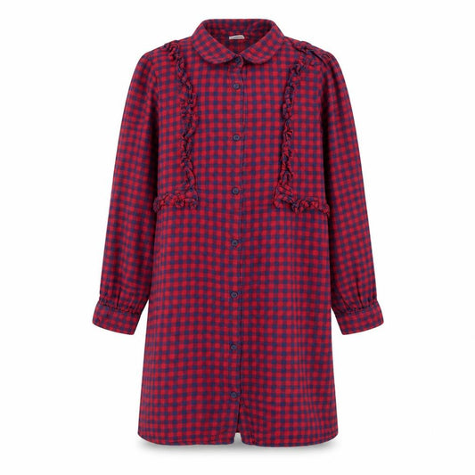 Next Girls Red Check Ruffle Shirt Dress 11 Years Long Sleeve Cotton