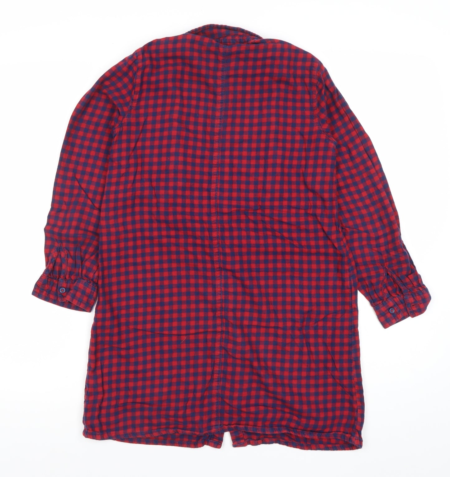 Next Girls Red Check Ruffle Shirt Dress 11 Years Long Sleeve Cotton