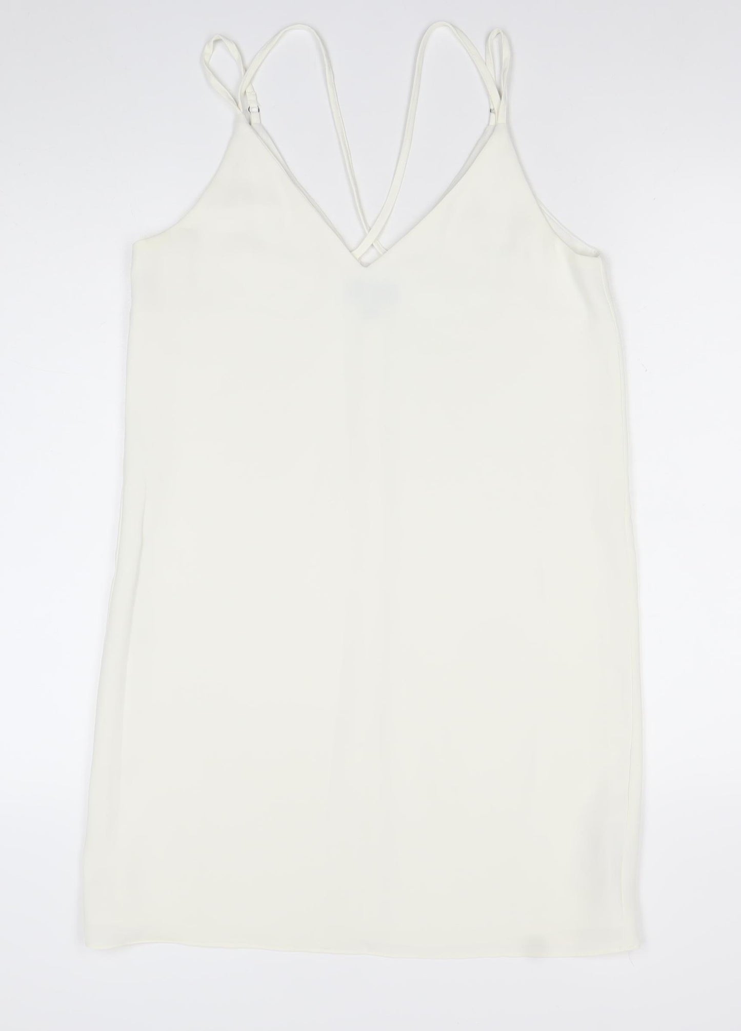 Topshop Women’s Ivory Slip Dress Size 10 V-Neck Strappy