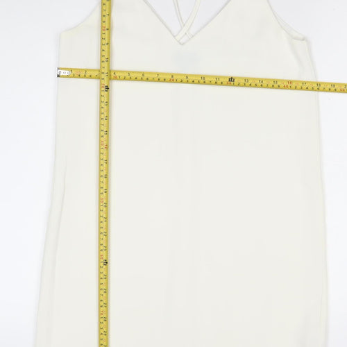 Topshop Women’s Ivory Slip Dress Size 10 V-Neck Strappy