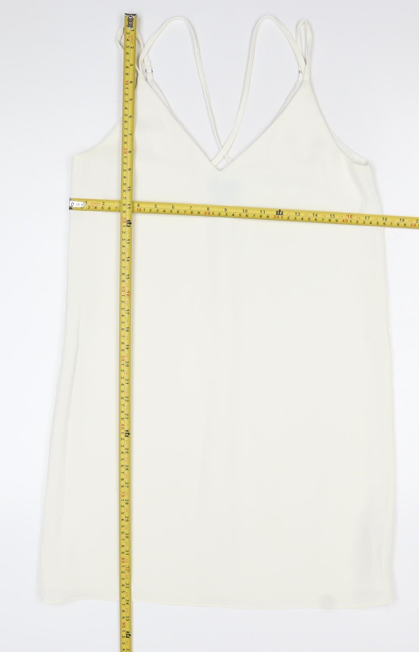 Topshop Women’s Ivory Slip Dress Size 10 V-Neck Strappy