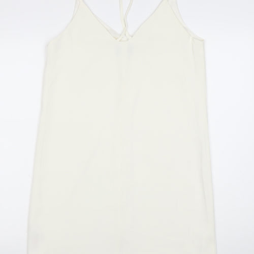Topshop Women’s Ivory Slip Dress Size 10 V-Neck Strappy