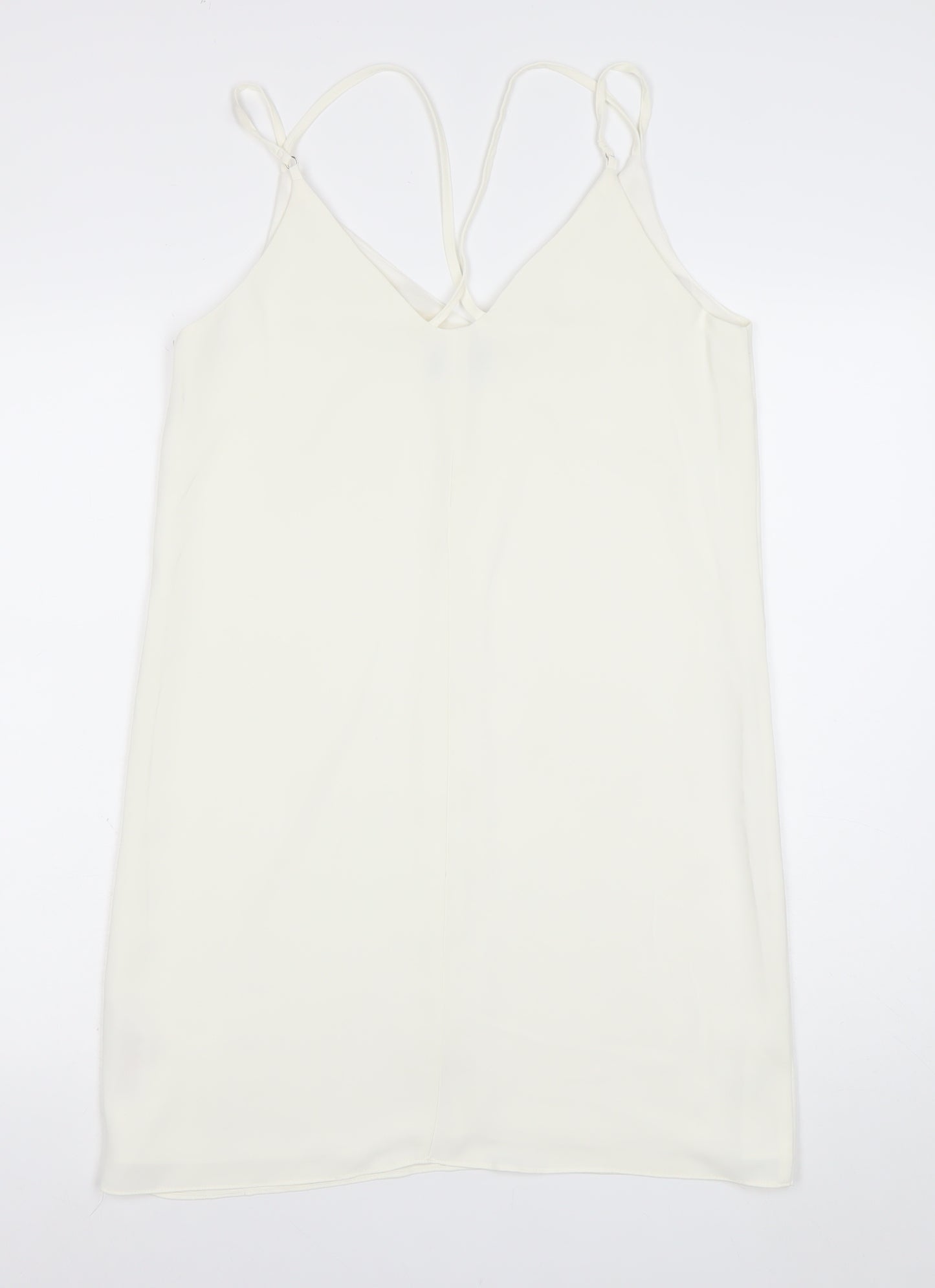 Topshop Women’s Ivory Slip Dress Size 10 V-Neck Strappy