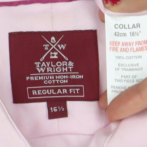 Taylor & Wright Men’s Pink 16.5 Regular Fit Cotton Dress Shirt