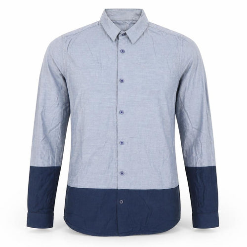 Topman Mens Blue XS Colourblock Cotton Long Sleeve Dress Shirt