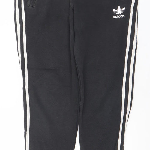 Adidas Boys Black 13-14Y Jogger Track Pants with Side Stripes