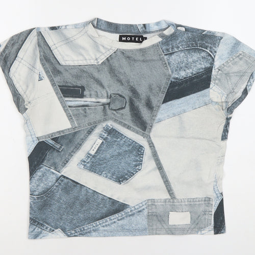 Motel Womens Multicoloured L Cropped T-Shirt Retro Print