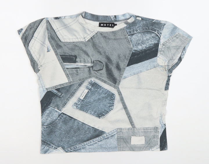 Motel Womens Multicoloured L Cropped T-Shirt Retro Print