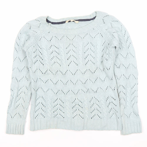 Fat Face Womens Blue Cable Knit Jumper Size 12 Crew Neck