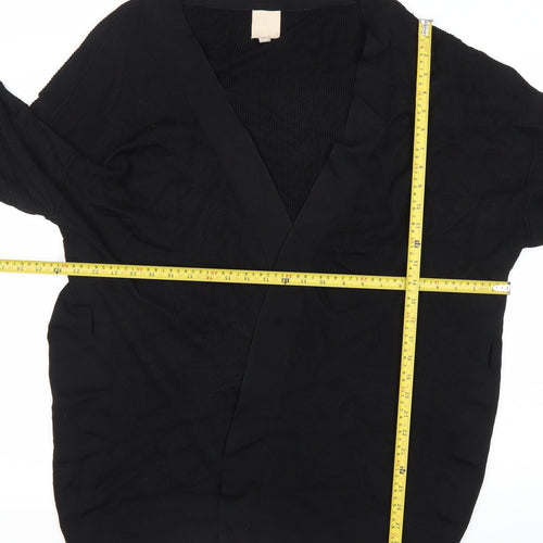 H&M Womens Black V-Neck Knit Cardigan Medium M Long Sleeve
