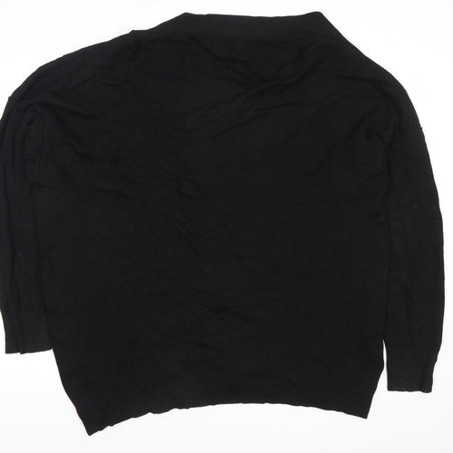 H&M Womens Black V-Neck Knit Cardigan Medium M Long Sleeve