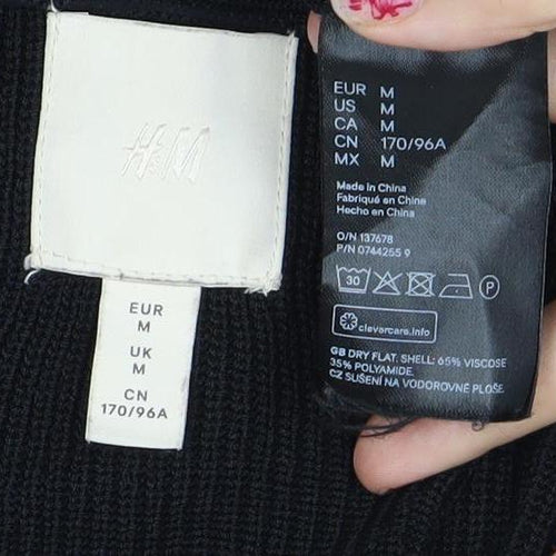 H&M Womens Black V-Neck Knit Cardigan Medium M Long Sleeve