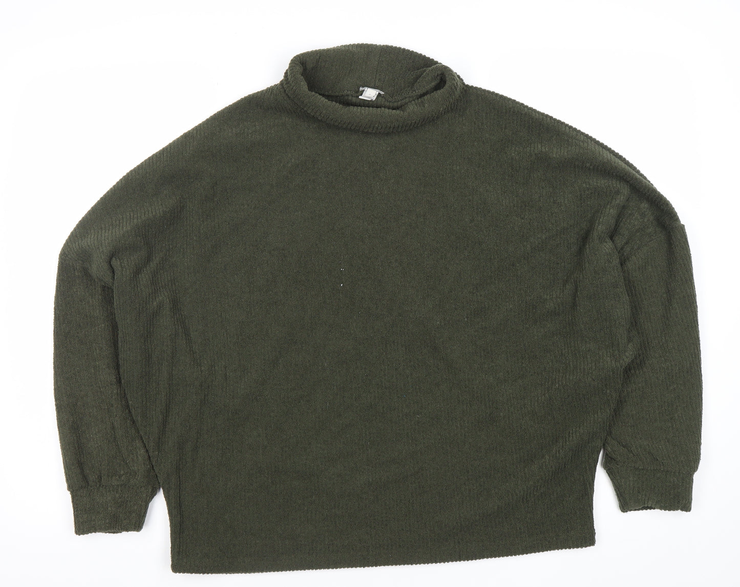 River Island Women’s Green Roll Neck Relaxed Knit Pullover Sweatshirt Size 2