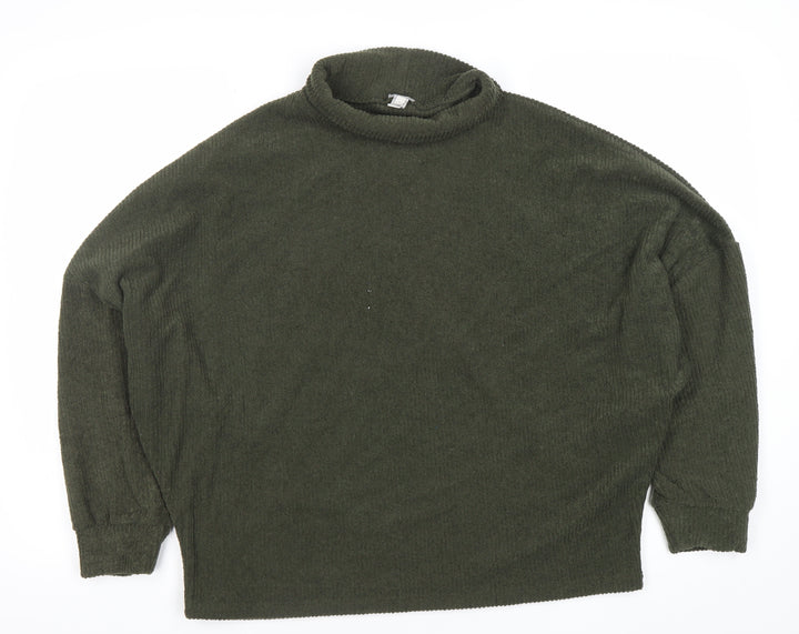 River Island Women’s Green Roll Neck Relaxed Knit Pullover Sweatshirt Size 2