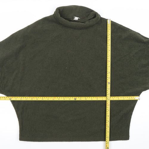 River Island Women’s Green Roll Neck Relaxed Knit Pullover Sweatshirt Size 2