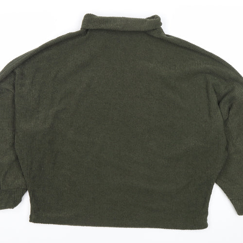 River Island Women’s Green Roll Neck Relaxed Knit Pullover Sweatshirt Size 2