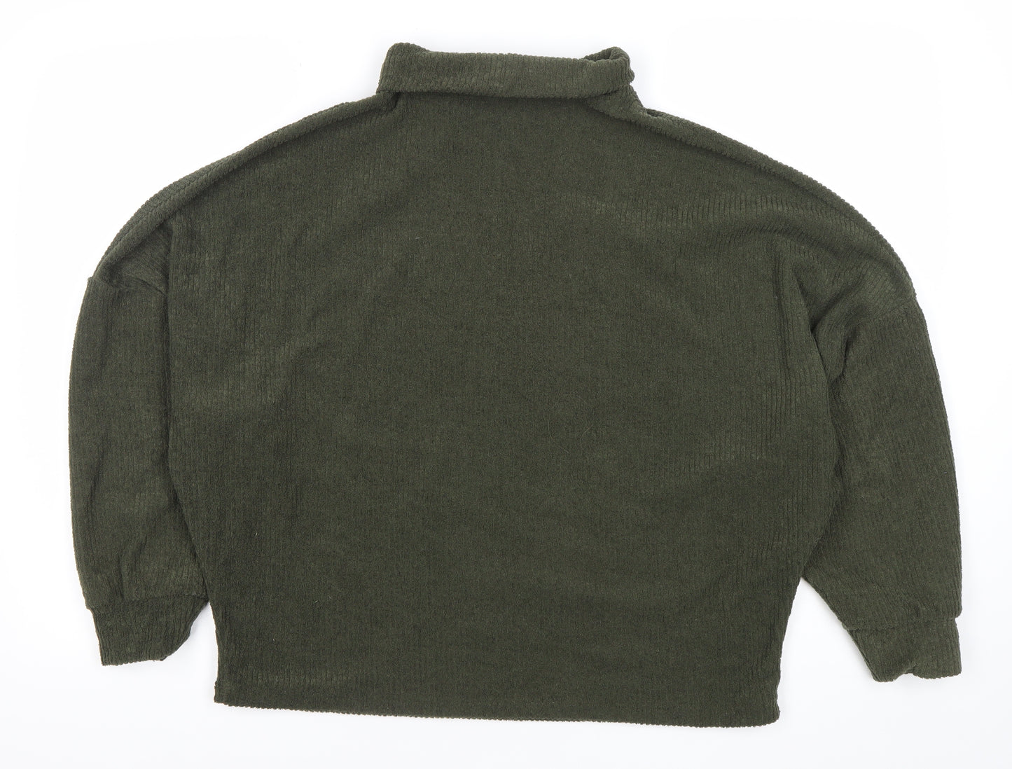 River Island Women’s Green Roll Neck Relaxed Knit Pullover Sweatshirt Size 2