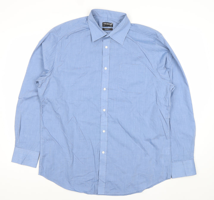 The Collection Debenhams Men's Blue Tailored Fit Long Sleeve Dress Shirt 17 Collar 43cm