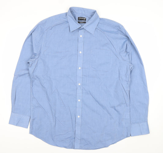 The Collection Debenhams Men's Blue Tailored Fit Long Sleeve Dress Shirt 17 Collar 43cm