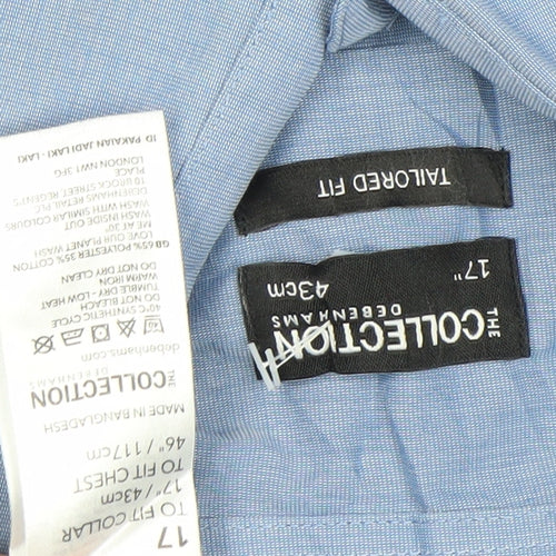 The Collection Debenhams Men's Blue Tailored Fit Long Sleeve Dress Shirt 17 Collar 43cm