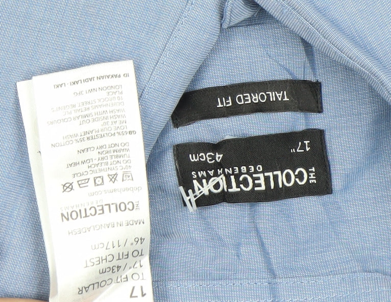 The Collection Debenhams Men's Blue Tailored Fit Long Sleeve Dress Shirt 17 Collar 43cm