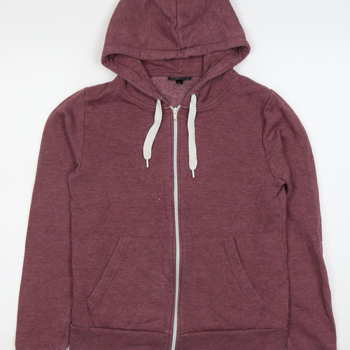 Topshop Womens Purple Hoodie Size 8 Full Zip Cotton Blend