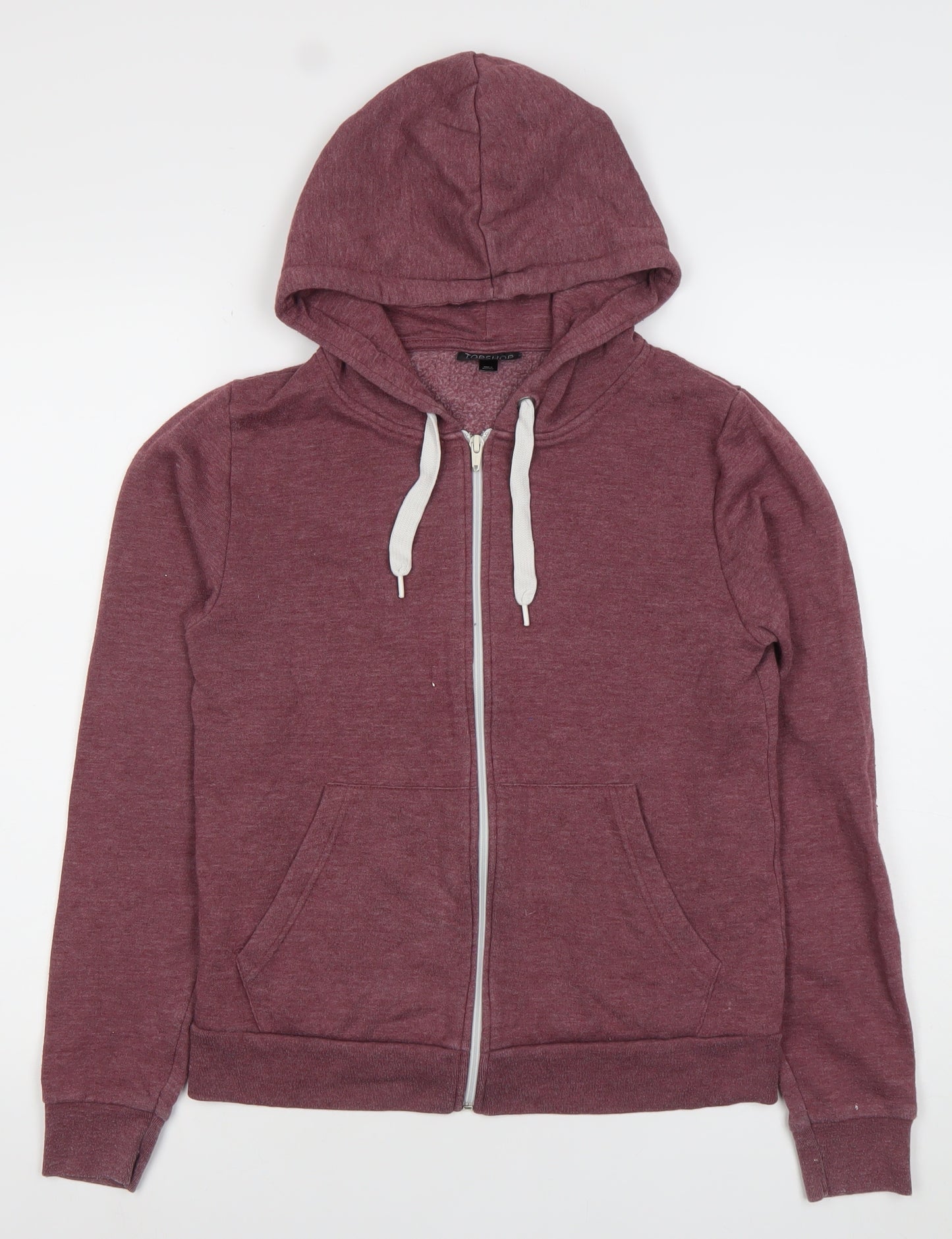 Topshop Womens Purple Hoodie Size 8 Full Zip Cotton Blend