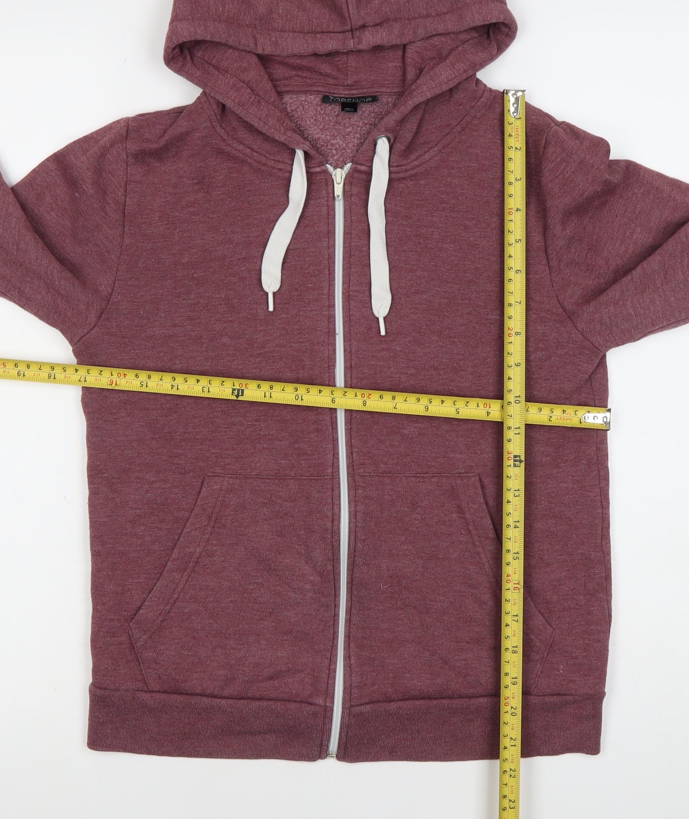 Topshop Womens Purple Hoodie Size 8 Full Zip Cotton Blend