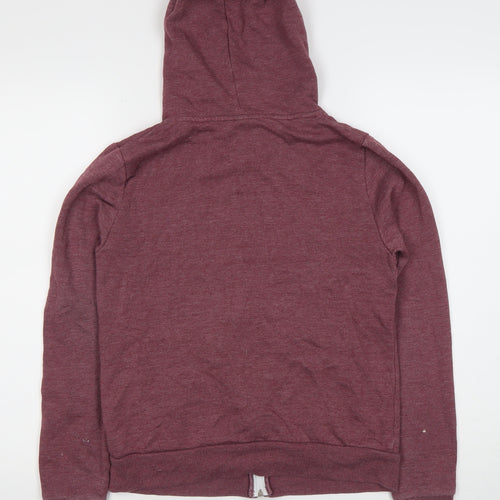 Topshop Womens Purple Hoodie Size 8 Full Zip Cotton Blend