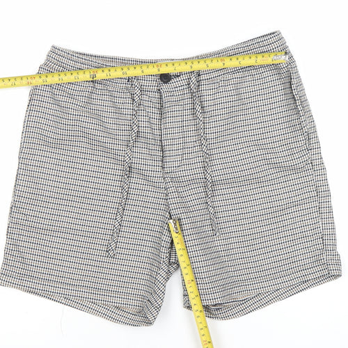 Topman Men's Grey Check Chino Shorts Size W32 Elastic Waist