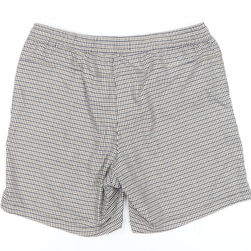 Topman Men's Grey Check Chino Shorts Size W32 Elastic Waist