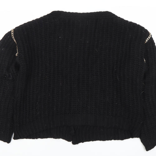 Topshop Women’s Black Chunky Knit Chain Accent Cardigan Size M