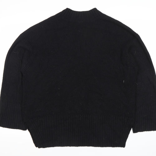 Topshop Women Black S V-Neck Chunky Knit Pullover Jumper