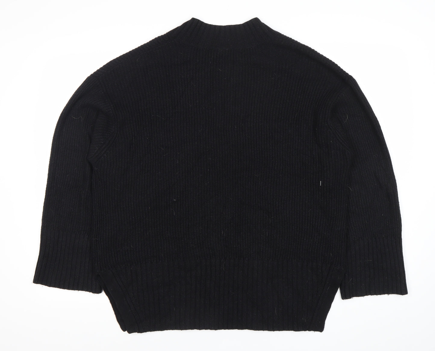 Topshop Women Black S V-Neck Chunky Knit Pullover Jumper