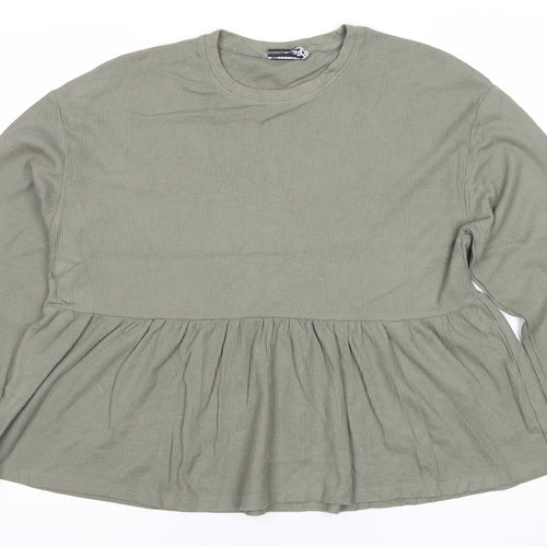 ASOS Womens Green Long Sleeve Tunic Blouse Size 8 Cotton Blend