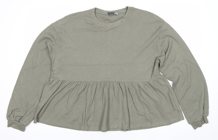 ASOS Womens Green Long Sleeve Tunic Blouse Size 8 Cotton Blend