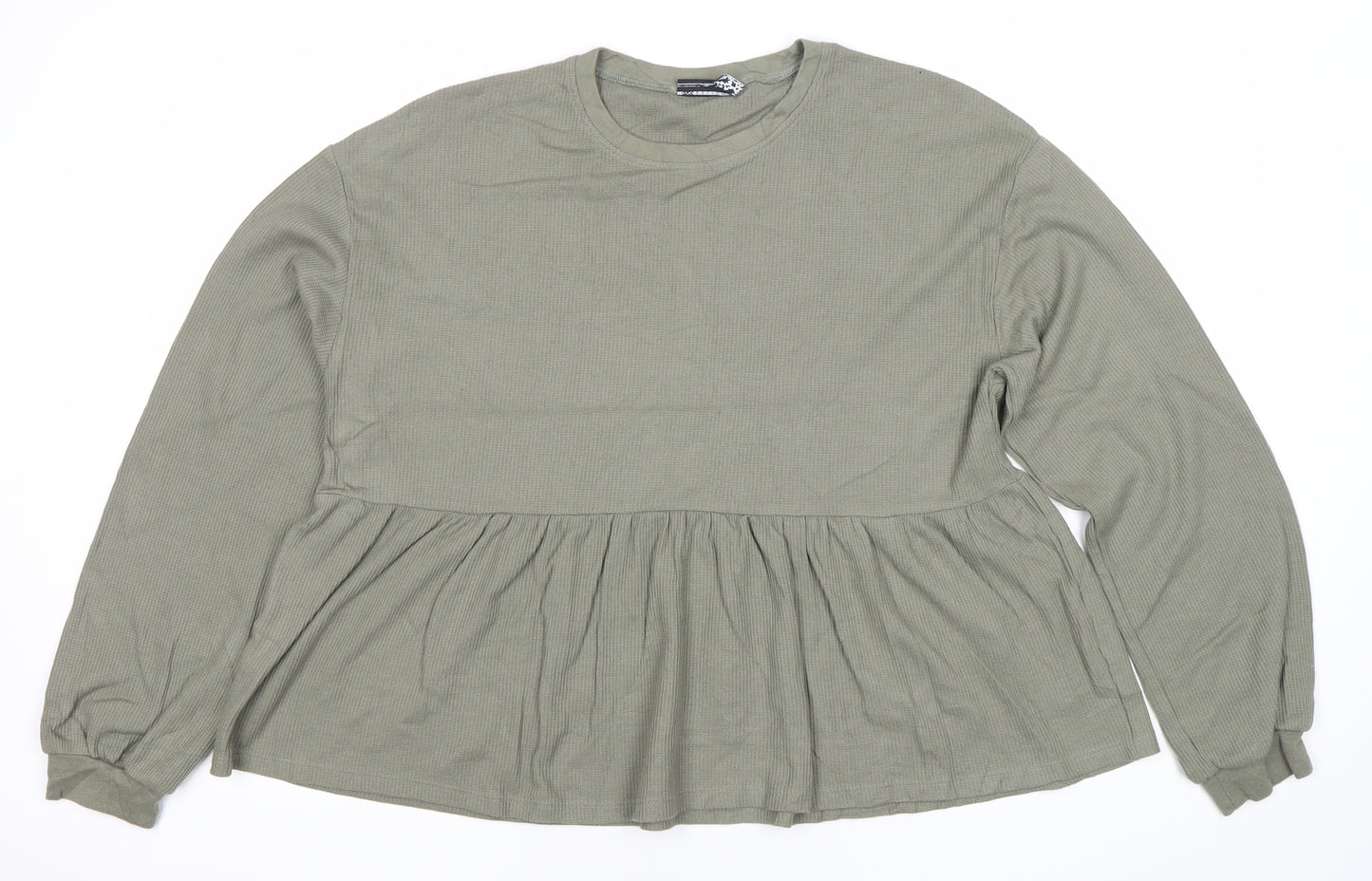 ASOS Womens Green Long Sleeve Tunic Blouse Size 8 Cotton Blend