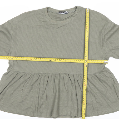 ASOS Womens Green Long Sleeve Tunic Blouse Size 8 Cotton Blend