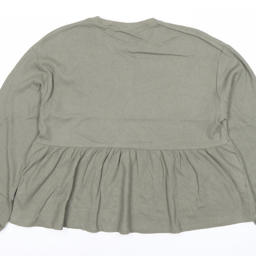 ASOS Womens Green Long Sleeve Tunic Blouse Size 8 Cotton Blend