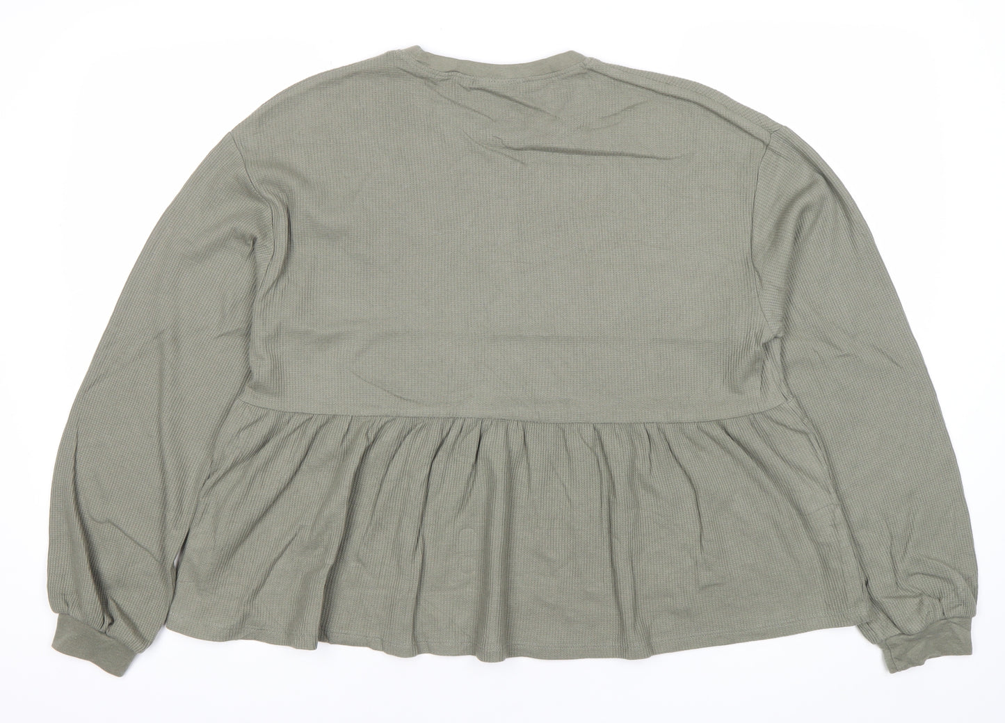 ASOS Womens Green Long Sleeve Tunic Blouse Size 8 Cotton Blend