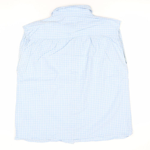 Hush Womens Blue Check Cotton Button-Up Shirt Size 14 Sleeveless