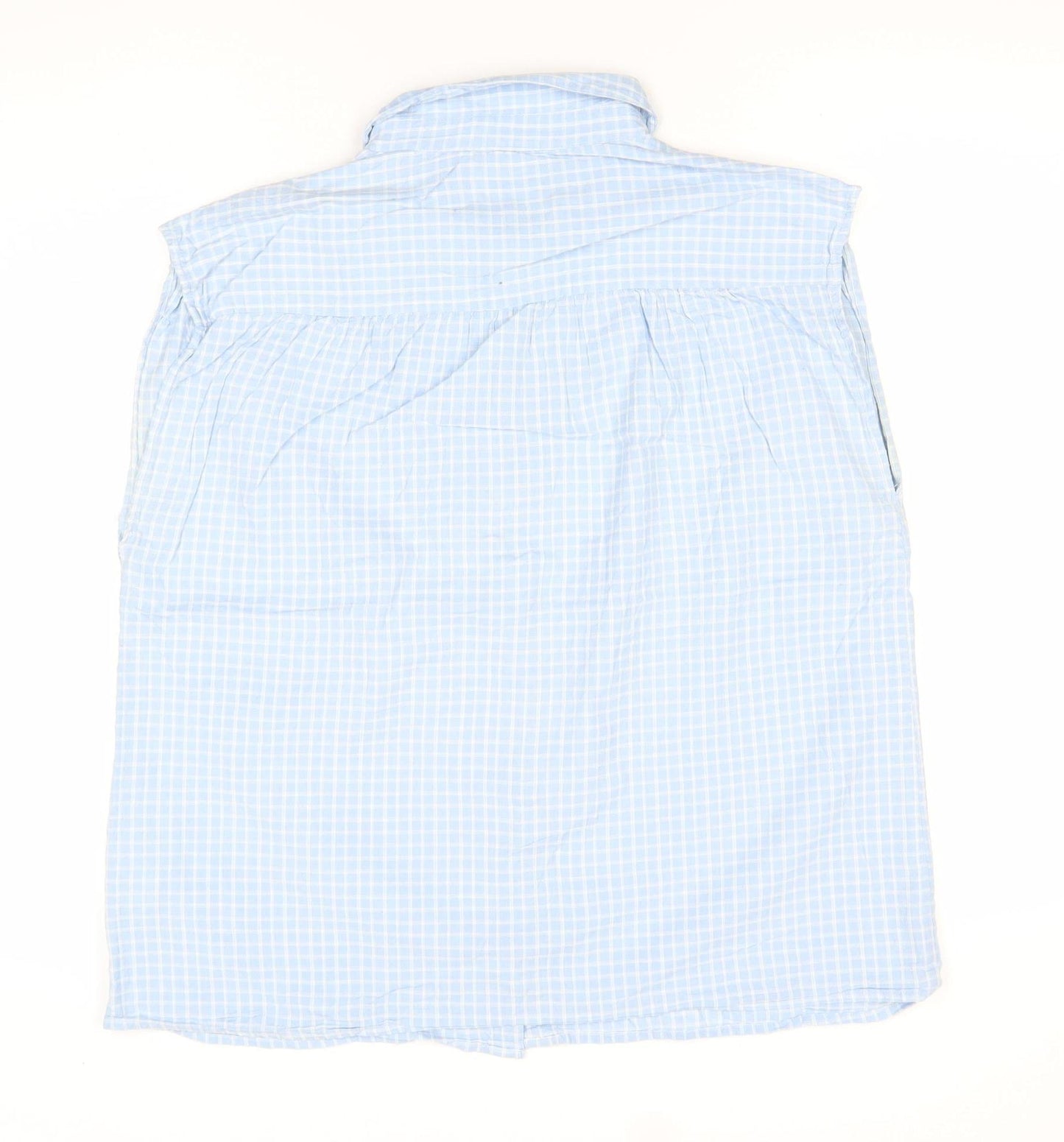 Hush Womens Blue Check Cotton Button-Up Shirt Size 14 Sleeveless