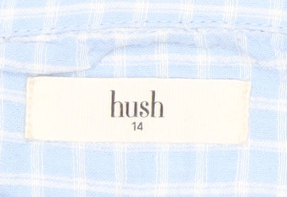 Hush Womens Blue Check Cotton Button-Up Shirt Size 14 Sleeveless