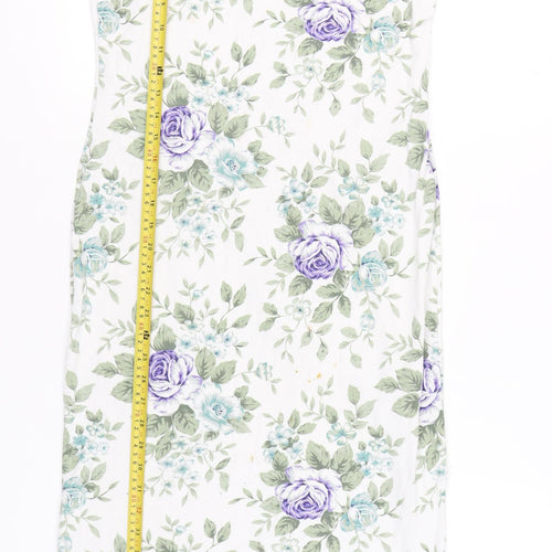 Keren Hart Women’s White Floral Sheath Midi Dress Size S