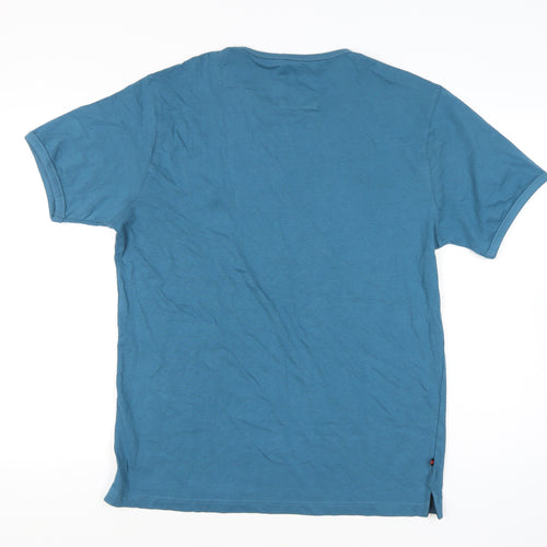 Luke Men’s Blue Cotton Crew Neck T-Shirt Size M Embroidered Logo