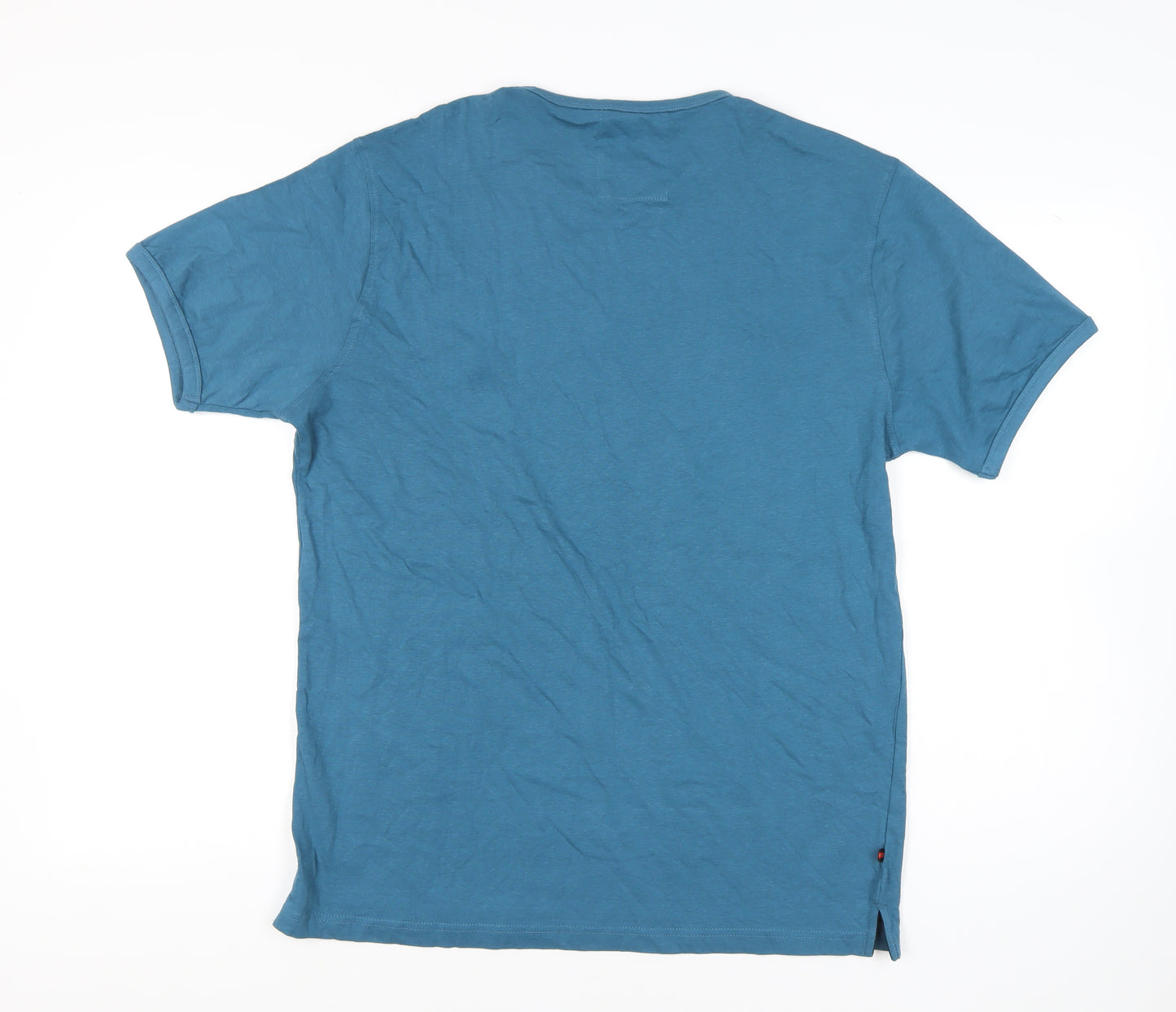 Luke Men’s Blue Cotton Crew Neck T-Shirt Size M Embroidered Logo