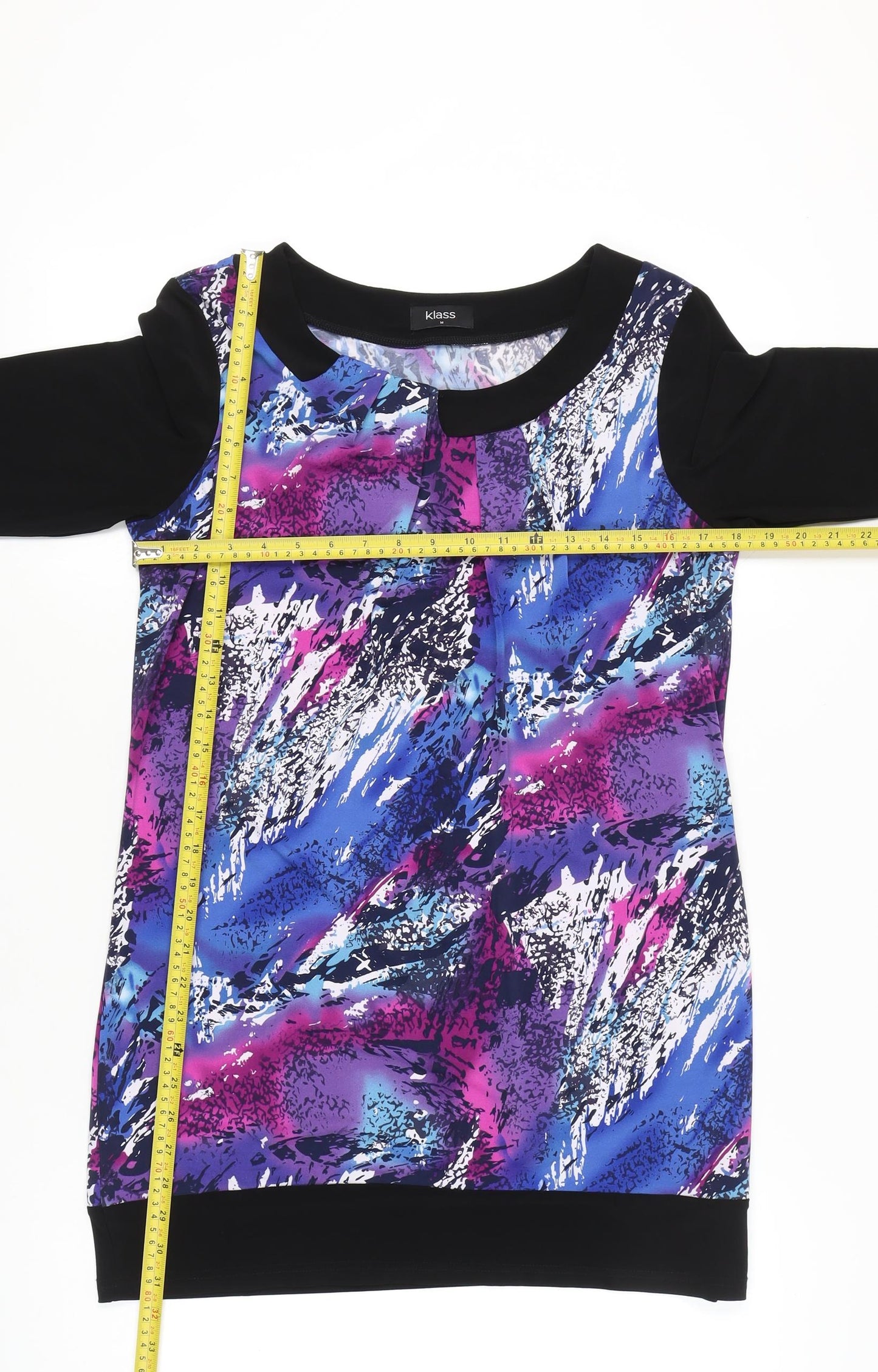Klass Women’s Multicoloured Tunic Top M 3/4 Sleeve Boat Neck