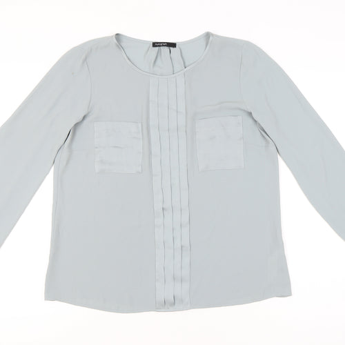 Marks and Spencer Autograph Womens Silver Blouse UK 12 Long Sleeve Workwear